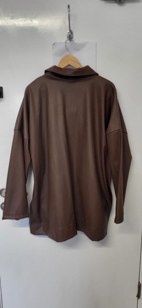 New Ladies PU Brown Zip Up Jacket One Size fits sizes 18 20 22 - Image 6