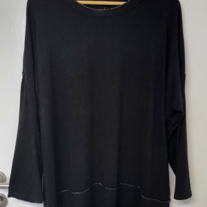 New Ladies Black Edged with Silver Jumper One Size fits sizes 18 20 22