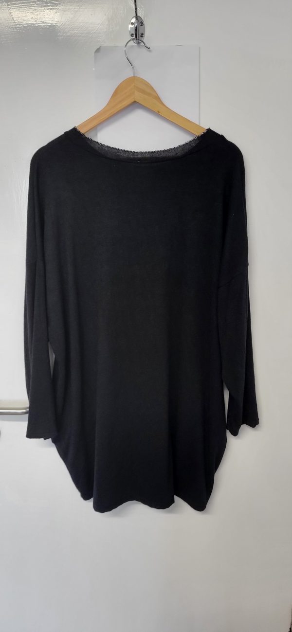 New Ladies Black Edged with Silver Jumper One Size fits sizes 18 20 22 - Image 6