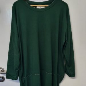New Ladies Dark Green Edged with Silver Jumper One Size fits sizes 18 20 22