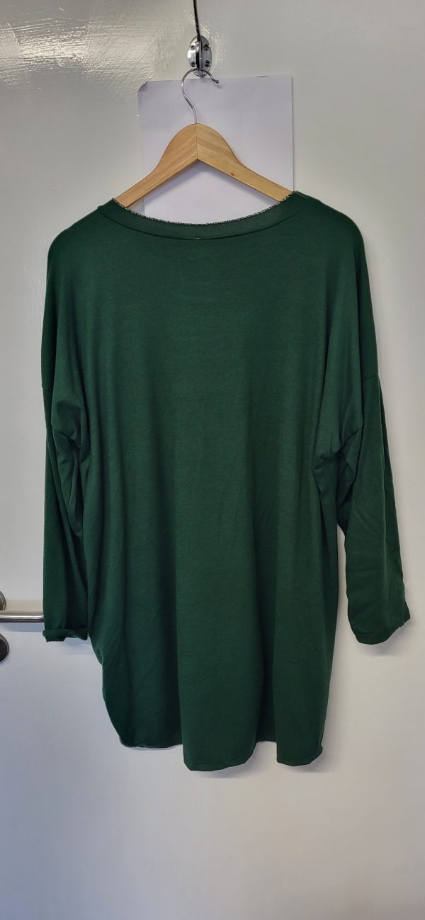 New Ladies Dark Green Edged with Silver Jumper One Size fits sizes 18 20 22 - Image 6