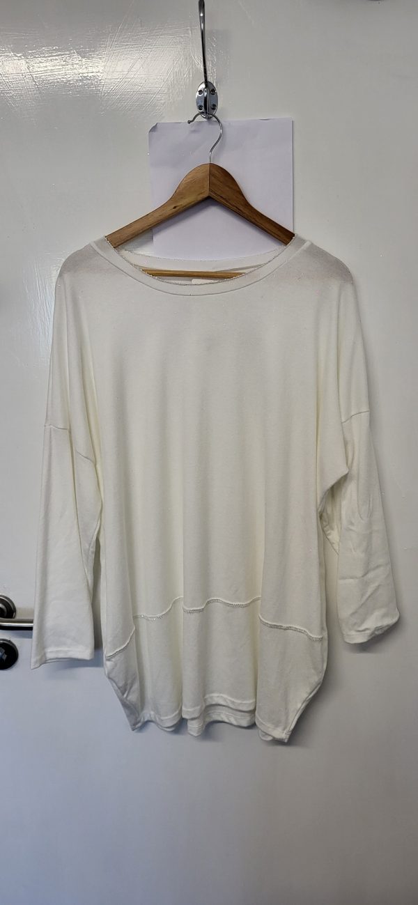 New Ladies Winter White Edged with Silver Jumper One Size fits sizes 18 20 22 - Image 2