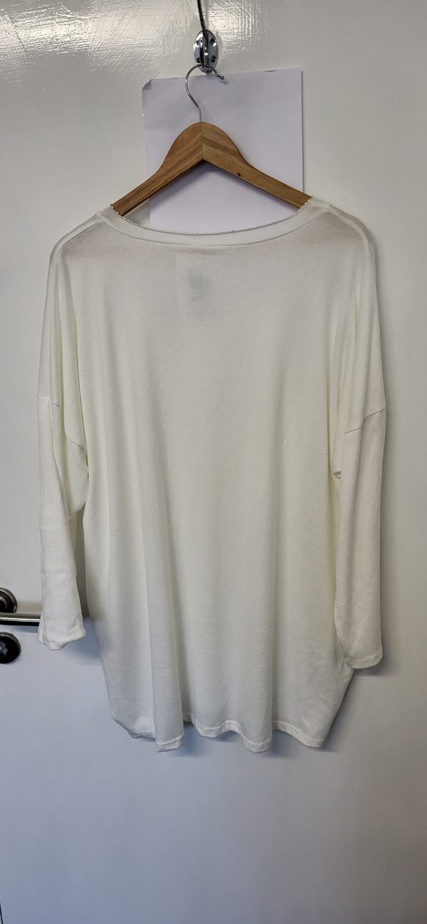 New Ladies Winter White Edged with Silver Jumper One Size fits sizes 18 20 22 - Image 6
