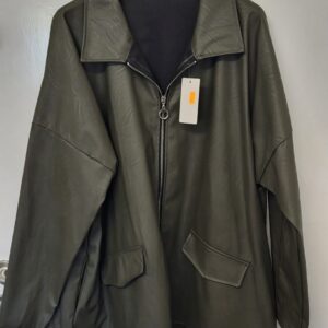New Ladies PU Green Zip Up Jacket One Size fits sizes 18 20 22
