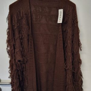 New Ladies Brown Ruffle Cardigan One Size fits sizes 16 18 20 22 NON RETURNABLE