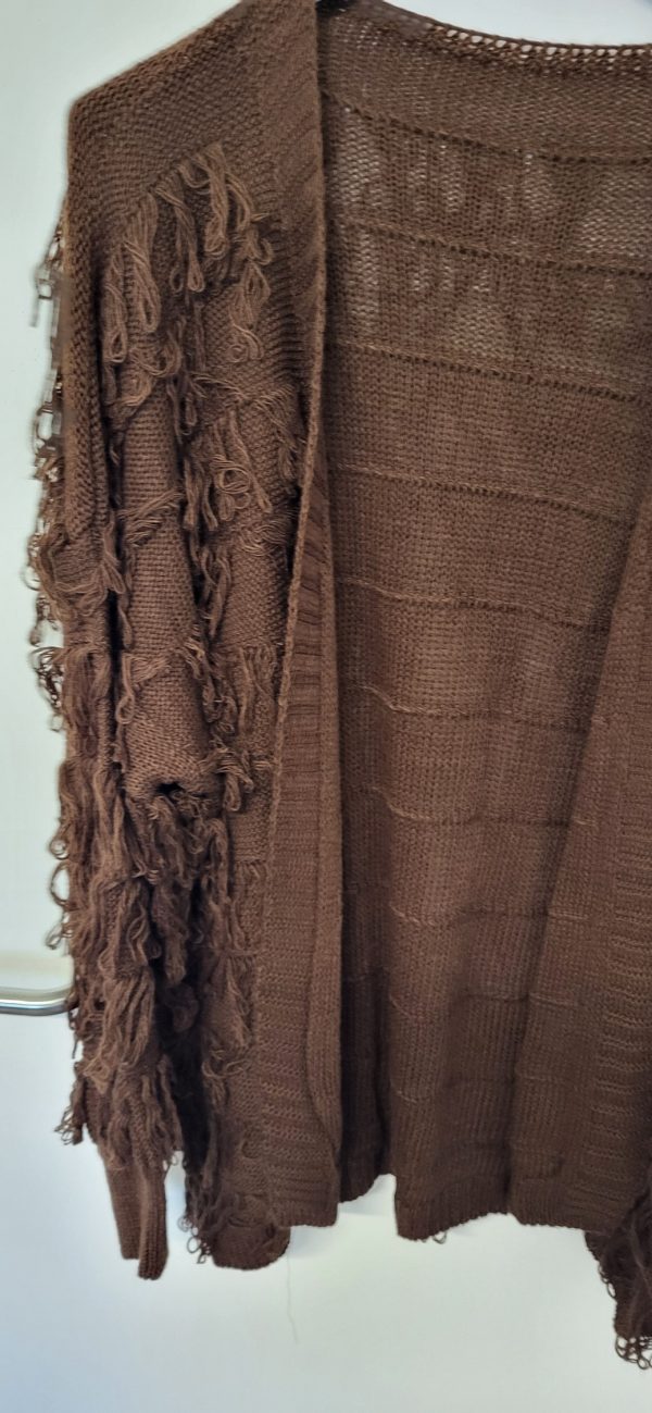 New Ladies Brown Ruffle Cardigan One Size fits sizes 16 18 20 22 - Image 2