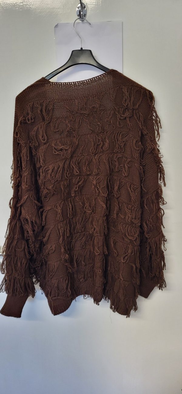 New Ladies Brown Ruffle Cardigan One Size fits sizes 16 18 20 22 - Image 5