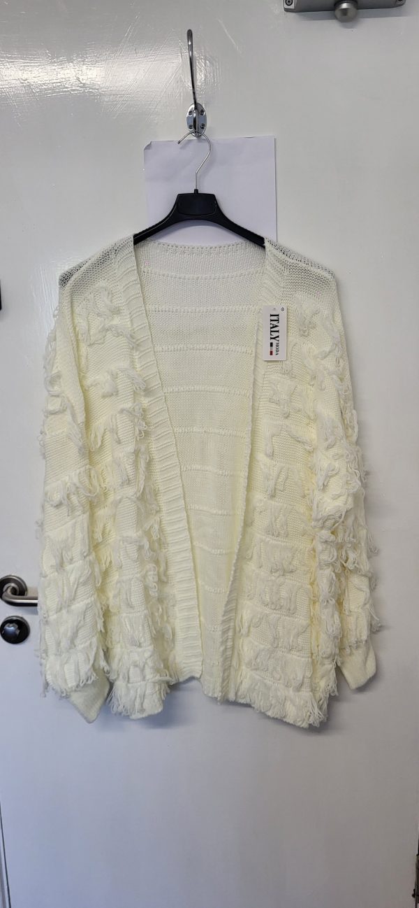 New Ladies Winter White Ruffle Cardigan One Size fits sizes 16 18 20 22