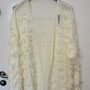 New Ladies Winter White Ruffle Cardigan One Size fits sizes 16 18 20 22