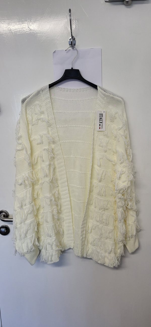 New Ladies Winter White Ruffle Cardigan One Size fits sizes 16 18 20 22 - Image 2