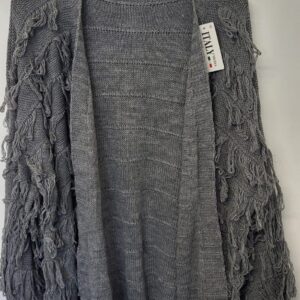 New Ladies Grey Ruffle Cardigan One Size fits sizes 16 18 20 22 NON RETURNABLE