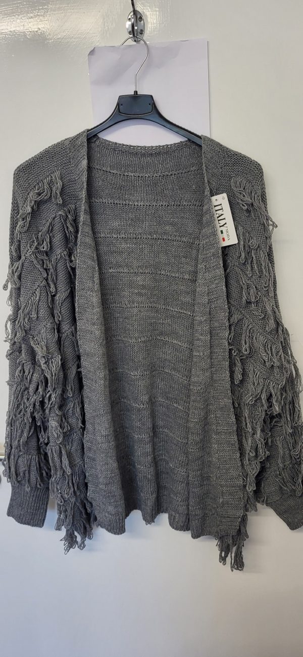 New Ladies Grey Ruffle Cardigan One Size fits sizes 16 18 20 22 - Image 2