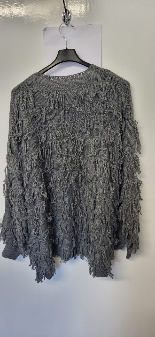 New Ladies Grey Ruffle Cardigan One Size fits sizes 16 18 20 22 - Image 4