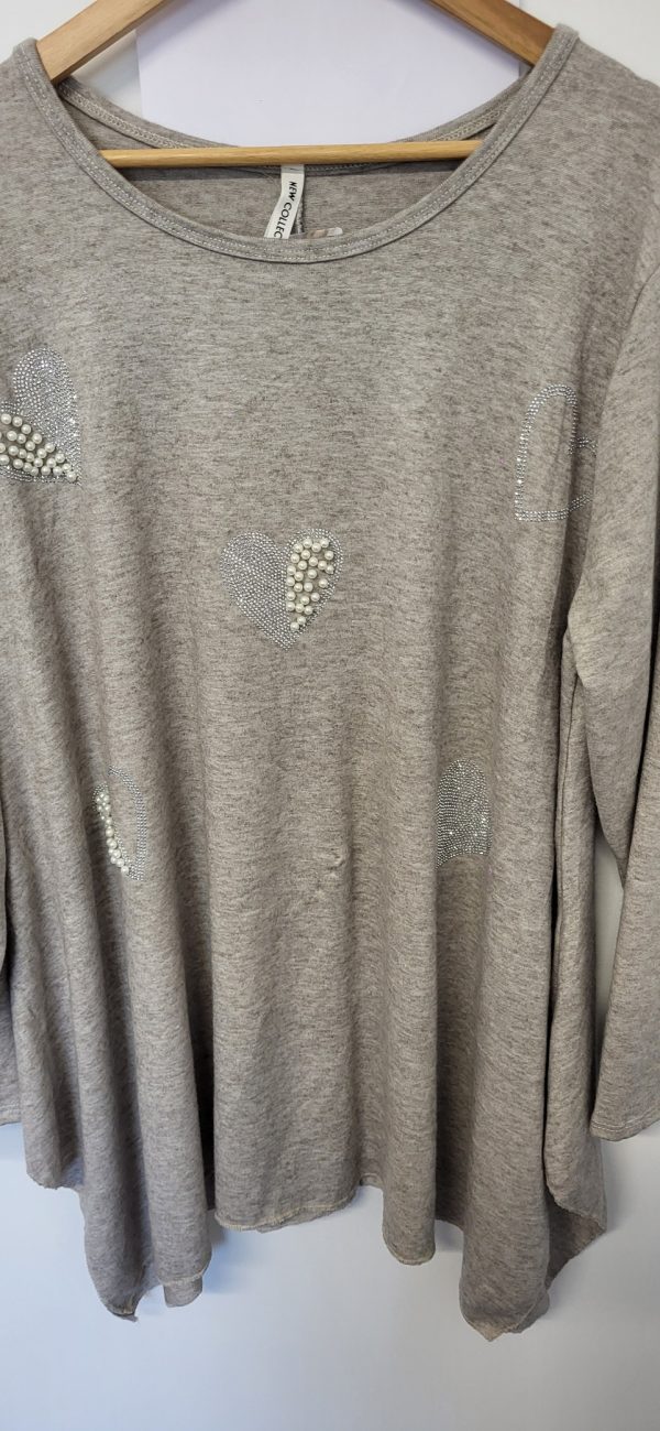 New Mocha Sparkle Heart Jumper One Size fits sizes 18 20 22 24 - Image 2