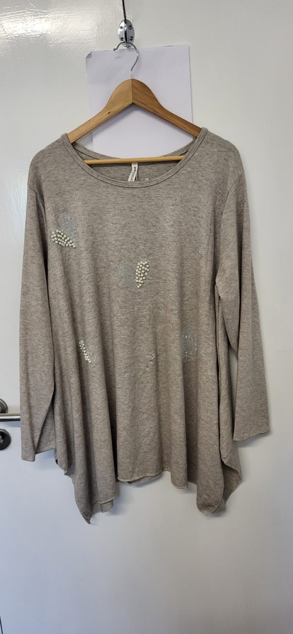 New Mocha Sparkle Heart Jumper One Size fits sizes 18 20 22 24 - Image 3