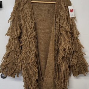 New Ladies Mocha Ruffle Cardigan One Size fits sizes 16 18 20 22 NON RETURNABLE