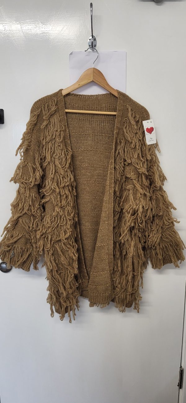 New Ladies Mocha Ruffle Cardigan One Size fits sizes 16 18 20 22 - Image 2