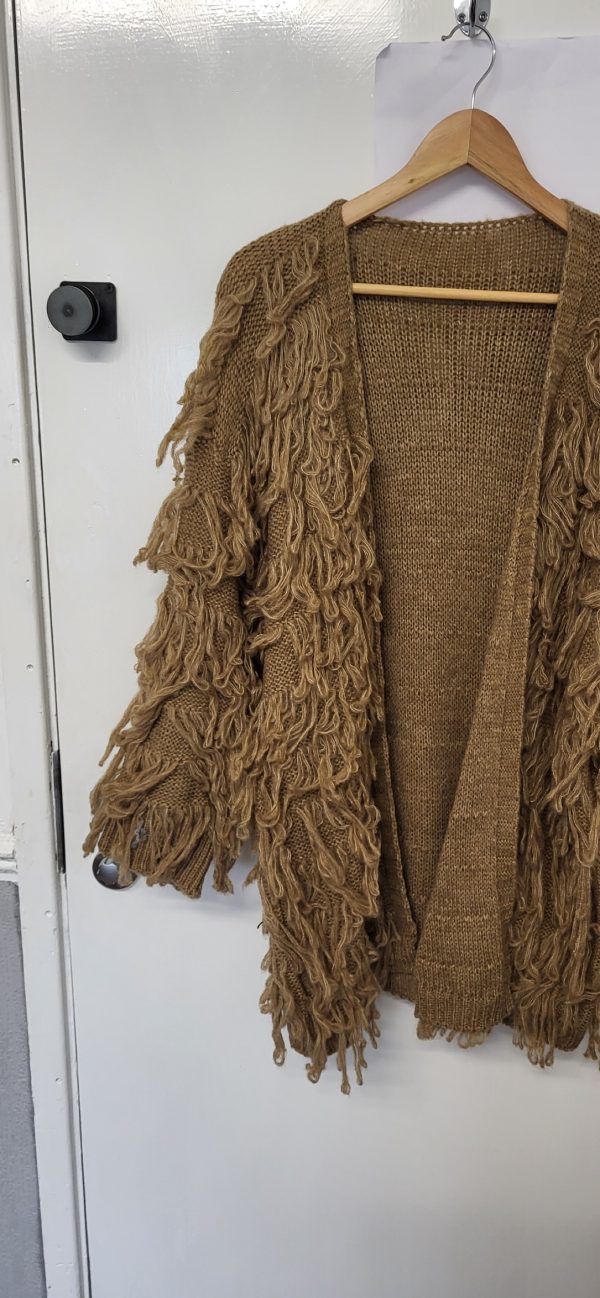 New Ladies Mocha Ruffle Cardigan One Size fits sizes 16 18 20 22 - Image 3