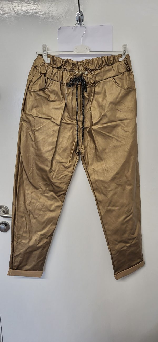New Ladies Gold Coated Trousers Roll Up One Size fits sizes 18 20 Size 2 - Image 2