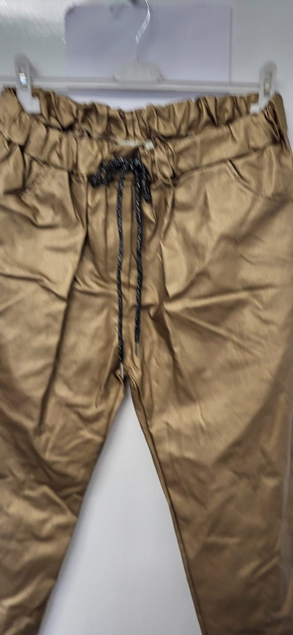 New Ladies Gold Coated Trousers Roll Up One Size fits sizes 18 20 Size 2 - Image 3