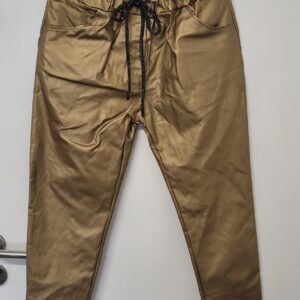New Ladies Gold Coated Trousers Roll Up One Size fits sizes 10 12 14 16 Size 1
