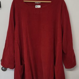 New Ladies Burgundy Cord Tunic Top with Pockets One Size fits sizes 18 20 22
