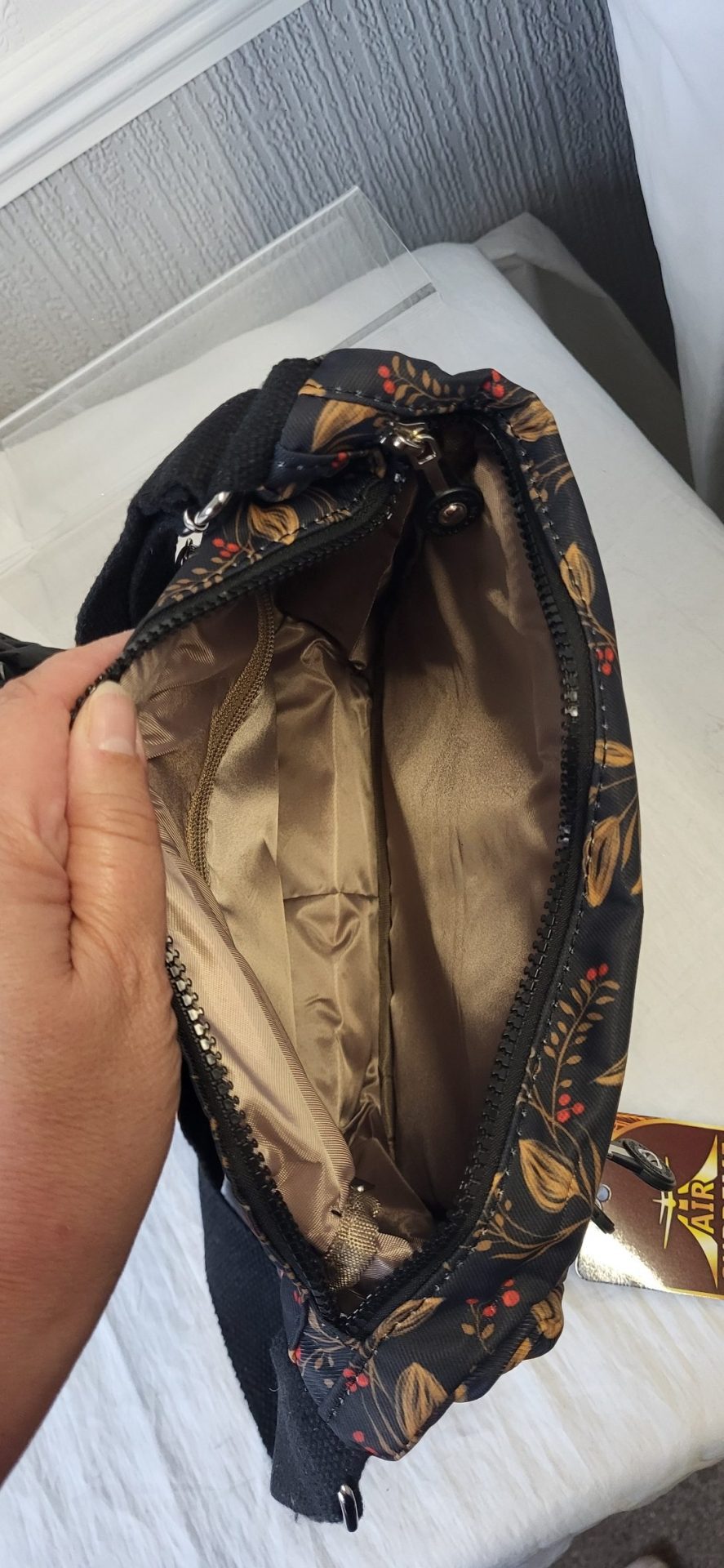 Black Crossbody Bag with Red Fruits Branches New - Image 11