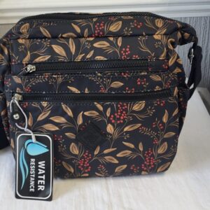 Black Crossbody Bag with Red Fruits Branches New