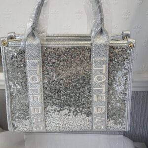 Silver Medium Sequin Tote Bag