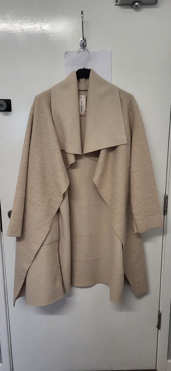 NEW Ladies Beige Wrap Coat One Size fits sizes 16 18 20 22