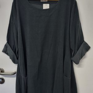 New Ladies Grey Cord Tunic Top with Pockets One Size fits sizes 18 20 22