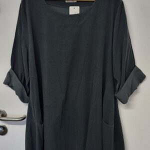 New Ladies Grey Cord Tunic Top with Pockets One Size fits sizes 18 20 22