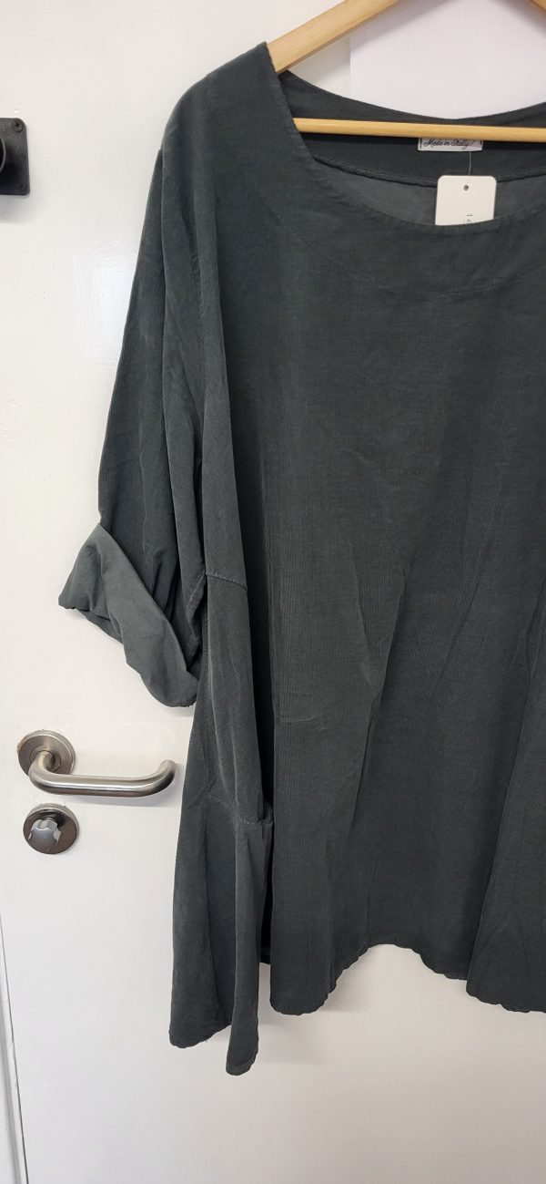 New Ladies Grey Cord Tunic Top with Pockets One Size fits sizes 18 20 22 - Image 3