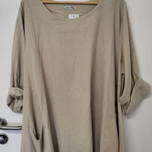 New Ladies Beige Cord Tunic Top with Pockets One Size fits sizes 18 20 22