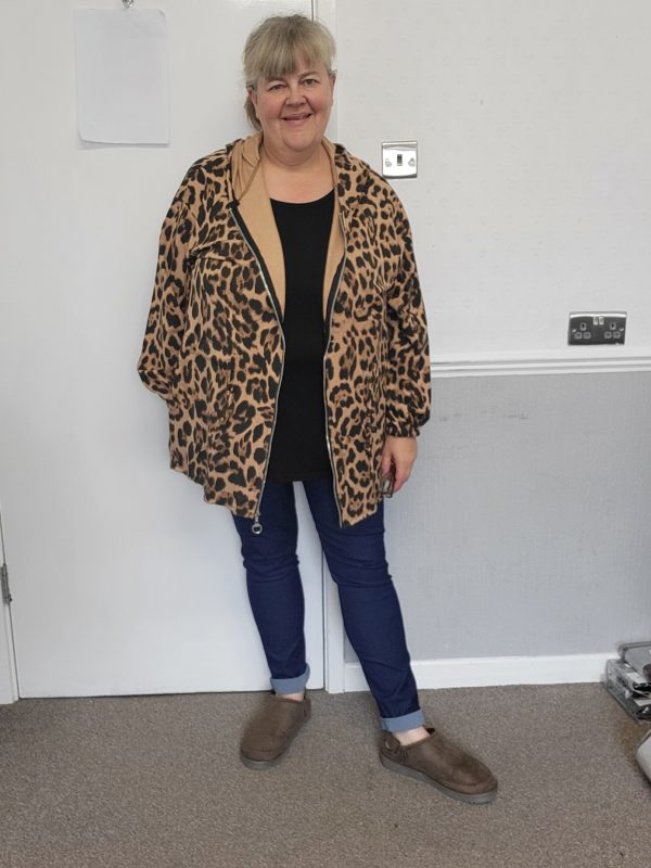 New Ladies Dark Beige Leopard Print Zip Up Hooded Jacket One Size fits sizes 18 20 22 - Image 8