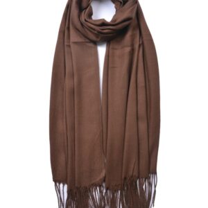 Coffee Plain Tassel Scarf