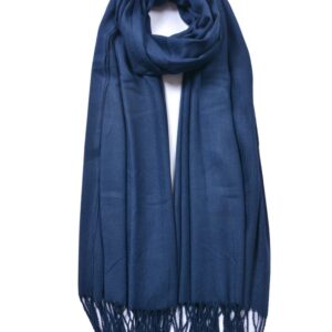 Navy Plain Tassel Scarf