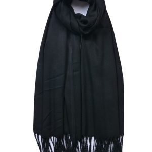 Black Plain Tassel Scarf