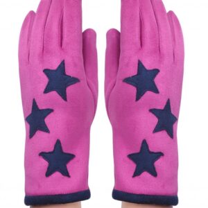 Pink Star Print Suede Glove