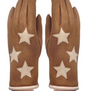 Brown Star Print Suede Glove