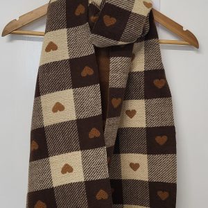 Brown Heart Print Warm Scarf New