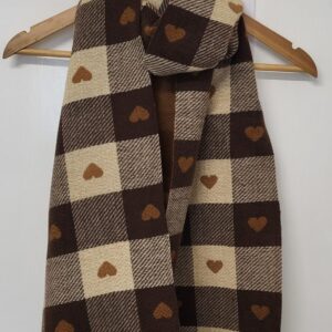 Brown Heart Print Warm Scarf New