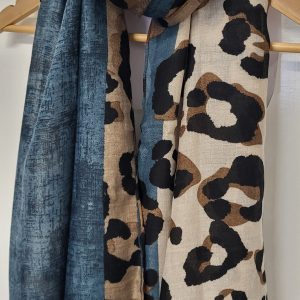 Animal Print Blue Scarf New Ladies