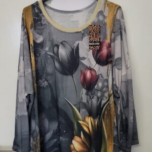New Grey Floral Print Lightweight Jumper One Size fits sizes 18 20 22