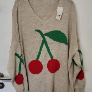 New Beige Cherry Jumper One Size fits sizes 18 20 22 24