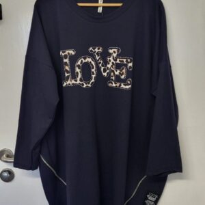 New Ladies Navy Blue Love Sweatshirt One Size fits sizes 18 20 22