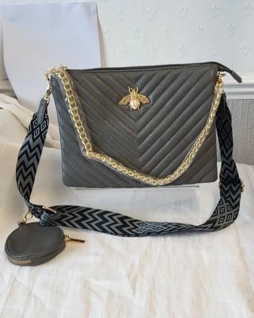 Grey Bee Crossbody Bag - Image 2