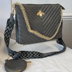 Grey Bee Crossbody Bag