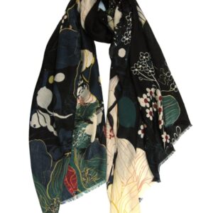 New Ladies Black Floral Scarf