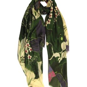 New Ladies Olive Floral Scarf